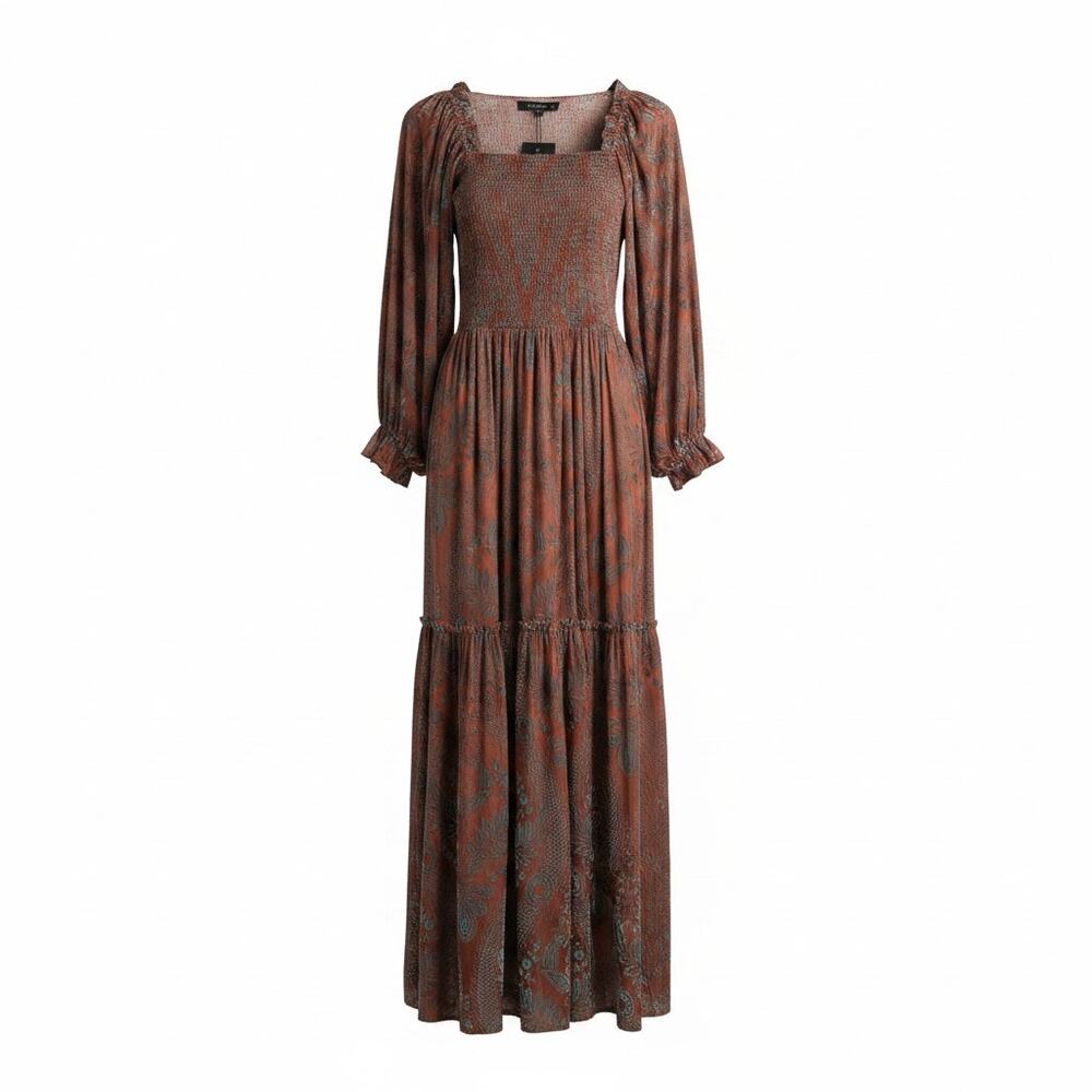 Fate NWT Rust Teal Velvet Burnout Maxi Dress Sz M